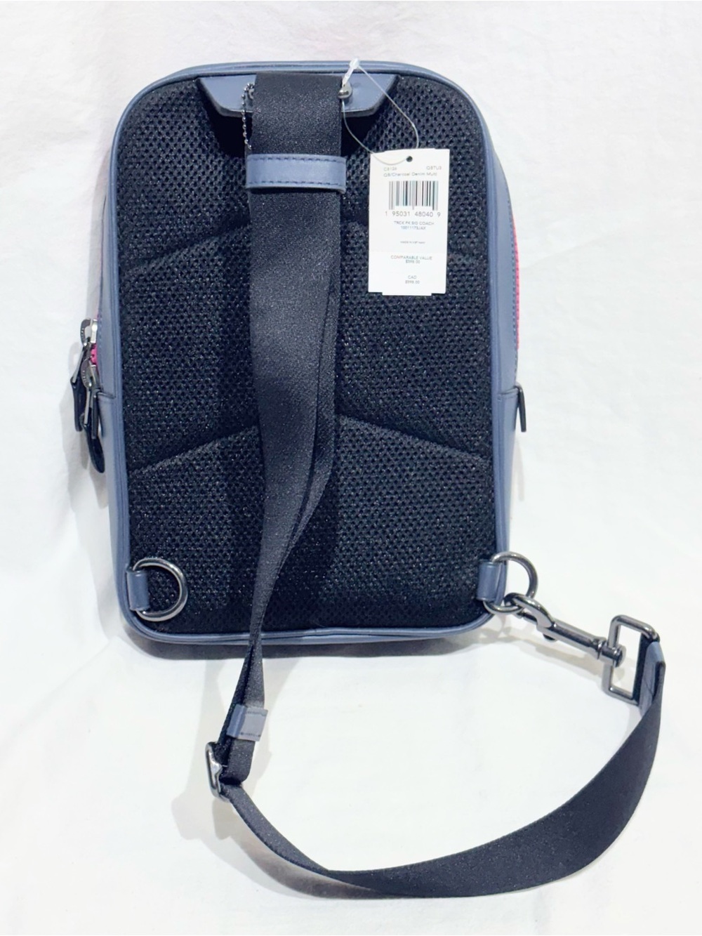 Coach Track Pack In Colorblock Signature Canvas C8126 Charcoal Denim Blue Pink - Picture 3 of 16